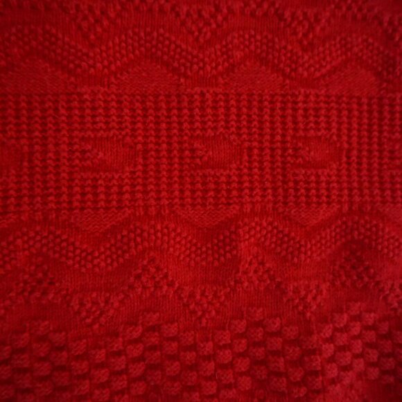 VTG 80s Spotlite Red 3D Eclectic Biggie Cosby Chunky Knit Crewneck Sweater XL - Picture 7 of 9